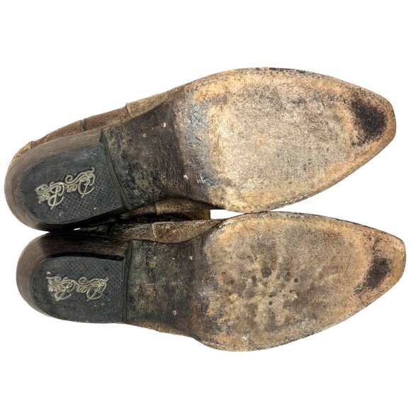 DAN POST Embellished Charisma Studded Leather Cowboy Boots 8 Snip Toe Boho Heel - Picture 7 of 7